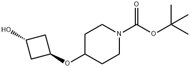 1-Piperidinecarboxylic acid, 4-[(trans-3-hydroxycyclobutyl)oxy]-, 1,1-dimethylethyl ester 结构式
