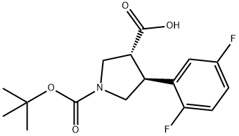 trans-1-(tert-butoxycarbonyl)-4-(2，5-difluorophenyl)pyrrolidine-3-carboxylic acid, 2227727-31-1, 结构式