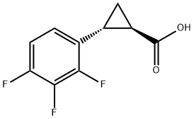 trans-2-(2，3，4-trifluorophenyl)cyclopropane-1-carboxylic acid 结构式
