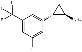 trans-2-(3-fluoro-5-(trifluoromethyl)phenyl)cyclopropan-1-amine hydrochloride, 2227825-97-8, 结构式