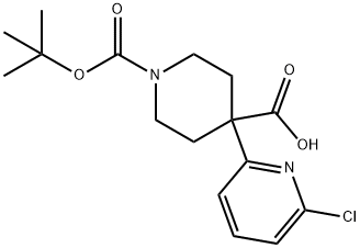1-BOC-4-(6-氯-2-吡啶基)哌啶-4-甲酸, 2230200-27-6, 结构式