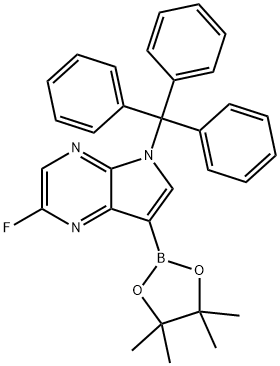 5H-Pyrrolo[2,3-b]pyrazine, 2-fluoro-7-(4,4,5,5-tetramethyl-1,3,2-dioxaborolan-2-yl)-5-(triphenylmethyl)- Struktur