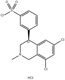 (S)-3-(6,8-二氯-2-甲基-1,2,3,4-四氢异喹啉-4-基)苯-1-磺酰氯盐酸盐, 2232225-67-9, 结构式