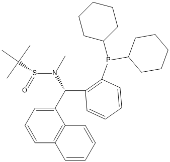 [S(R)]-N-[(S)-[2-(Dicyclohexylphosphino)phenyl]-1-naphthalenylmethyl]-N,2-dimethyl-2-propanesulfinamide, 2241598-33-2, 结构式