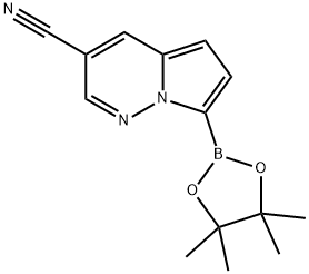 7-(4,4,5,5-四甲基-1,3,2-二氧硼环-2-基)吡咯并[1,2-B]哒嗪-3-碳腈 结构式