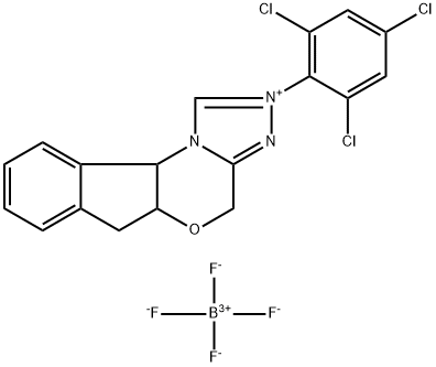 4H,6H-Indeno[2,1-b][1,2,4]triazolo[4,3-d][1,4]oxazinium, 5a,10b-dihydro-2-(2,4,6-trichlorophenyl)-, tetrafluoroborate(1-) (1:1) 结构式