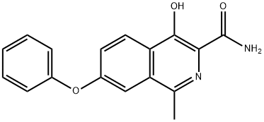 3-Isoquinolinecarboxamide, 4-hydroxy-1-methyl-7-phenoxy- 化学構造式