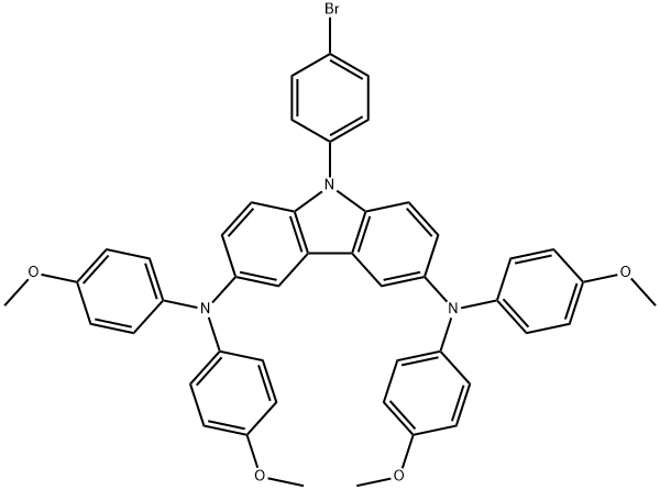 9H-Carbazole-3,6-diamine, 9-(4-bromophenyl)-N3,N3,N6,N6-tetrakis(4-methoxyphenyl)- 化学構造式