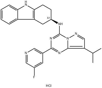 (R)-N-(2-(5-fluoropyridin-3-yl)-8-isopropylpyrazolo[1,5-a][1,3,5]triazin-4-yl)-2,3,4,9-tetrahydro-1H-carbazol-3-amine, 2247953-39-3, 结构式