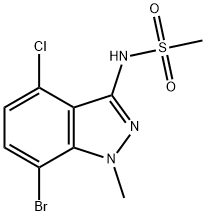 N-(7-溴-4-氯-1-甲基-1H-吲唑-3-基)甲磺酰胺, 2249974-88-5, 结构式