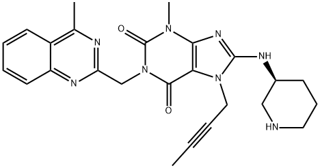 7-(2-Butyn-1-yl)-3,7-dihydro-3-methyl-1-[(4-methyl-2-quinazolinyl)methyl]-8-[(3S)-3-piperidinylamino]-1H-purine-2,6-dione, 2253964-85-9, 结构式