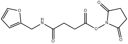 Butanoic acid, 4-[(2-furanylmethyl)amino]-4-oxo-, 2,5-dioxo-1-pyrrolidinyl ester Struktur