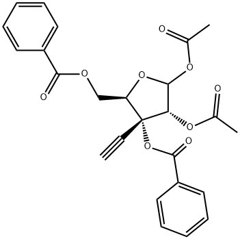 1',2'-Di-O-acetayl-3',5'-di-O-benzoyl-3'-beta-C-ethynyl-D-ribofuranose Structure