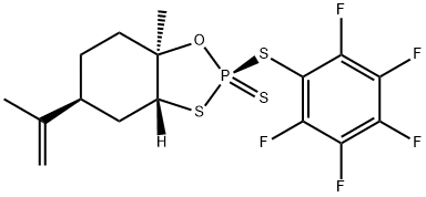 (2S,3AR,5S,7AR)-7A-甲基-2-((全氟苯基)硫基)-5-(丙-1-烯-2-基)六氢苯并[D][1,3,2]草硫磷2-硫化物 结构式