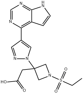 3-Azetidineacetic acid, 1-(ethylsulfonyl)-3-[4-(7H-pyrrolo[2,3-d]pyrimidin-4-yl)-1H-pyrazol-1-yl]- Structure