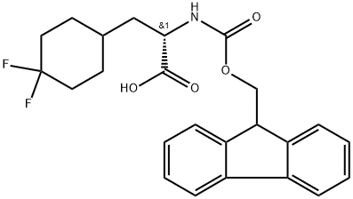 Cyclohexanepropanoic acid, α-[[(9H-fluoren-9-ylmethoxy)carbonyl]amino]-4,4-difluoro-, (αS)- Structure