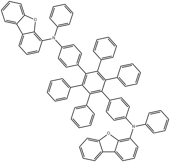 [1,?1':4',?1''-?Terphenyl]?-?4,?4''-?diamine, N4,?N4''-?bis(4-?dibenzofuranyl)?-?N4,?N4'',?2',?3',?5',?6'-?hexaphenyl- Structure
