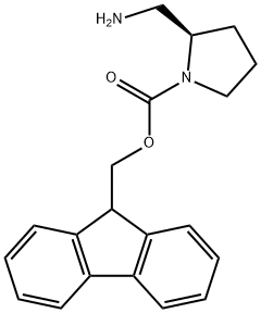 1-Pyrrolidinecarboxylic acid, 2-(aminomethyl)-, 9H-fluoren-9-ylmethyl ester, (2R Struktur