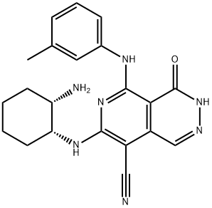 7-(((1R,2S)-2-aminocyclohexyl)amino)-4-oxo-5-(m-tolylamino)-3,4-dihydropyrido[3,4-d]pyridazine-8-carbonitrile, 2304654-43-9, 结构式