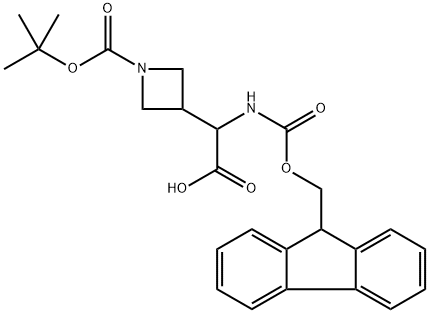 2-{1-[(tert-butoxy)carbonyl]azetidin-3-yl}-2-({[(9H-fluoren-9-yl)methoxy]carbonyl}amino)aceticacid Struktur