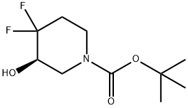 tert-butyl (3R)-4,4-difluoro-3-hydroxy-piperidine-1-carboxylate 结构式