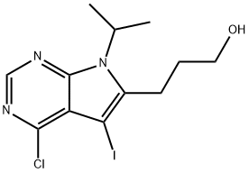 3-(4-chloro-5-iodo-7-isopropyl-pyrrolo[2,3-d]pyrimidin-6-yl)propan-1-ol 结构式