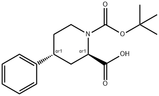 1,2-Piperidinedicarboxylic acid, 4-phenyl-, 1-(1,1-dimethylethyl) ester, (2R,4R)-rel- Structure