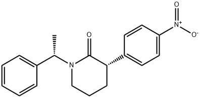 2-Piperidinone, 3-(4-nitrophenyl)-1-[(1S)-1-phenylethyl]-, (3S)- 化学構造式