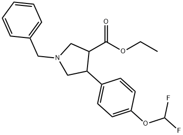 Trans-ethyl -1-benzyl-4-(4-(difluoromethoxy)phenyl)pyrrolidine-3-carboxylate 结构式