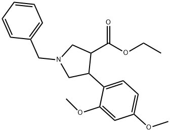 ethyl trans-1-benzyl-4-(2，4-dimethoxyphenyl)pyrrolidine-3-carboxylate 结构式