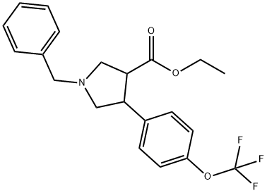 Trans-ethyl-1-benzyl-4-(4-(trifluoromethoxy)phenyl)pyrrolidine-3-carboxylate, 2326068-34-0, 结构式