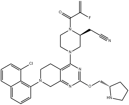 2-PIPERAZINEACETONITRILE, 4-[7-(8-CHLORO-1-NAPHTHALENYL)-5,6,7,8-TETRAHYDRO-2-[(2S)-, 2326523-41-3, 结构式