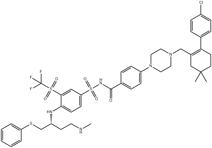Benzamide, 4-[4-[[2-(4-chlorophenyl)-5,5-dimethyl-1-cyclohexen-1-yl]methyl]-1-piperazinyl]-N-[[4-[[(1R)-3-(methylamino)-1-[(phenylthio)methyl]propyl]amino]-3-[(trifluoromethyl)sulfonyl]phenyl]sulfonyl]- Structure