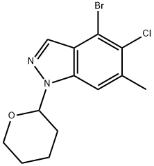4-溴-5-氯-6-甲基-1-(四氢-2H-吡喃-2-基)-1H-吲唑,2368909-42-4,结构式