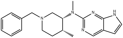 7H-Pyrrolo[2,3-d]pyrimidin-2-amine, N-methyl-N-[(3R,4R)-4-methyl-1-(phenylmethyl)-3-piperidinyl]- Structure