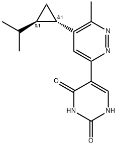 5-[6-甲基-5-[(1S,2R)-2-丙-2-基环丙基]哒嗪-3-基]-1H-嘧啶-2,4-二酮,2375815-63-5,结构式