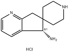 Spiro[6H-cyclopenta[b]pyridine-6,4'-piperidin]-5-amine, 5,7-dihydro-, hydrochloride (1:2), (5S)- Struktur