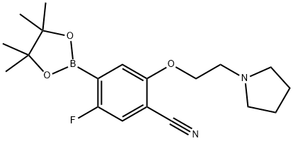 5-Fluoro-2-[2-(pyrrolidin-1-yl)ethoxy]-4-(tetramethyl-1,3,2-dioxaborolan-2-yl)benzonitrile,2377607-19-5,结构式