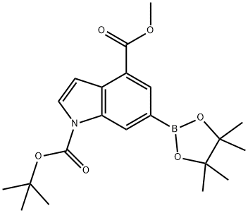 1-(叔丁基)4-甲基6-(4,4,5,5-四甲基-1,3,2-二氧硼杂环戊烷-2-基)-1H-吲哚-1,4-二羧酸, 2377607-84-4, 结构式