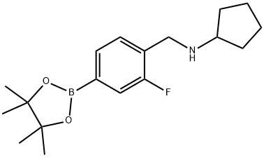 N-(2-氟-4-(4,4,5,5-四甲基-1,3,2-二氧硼杂环戊烷-2-基)苯基)环戊胺 结构式