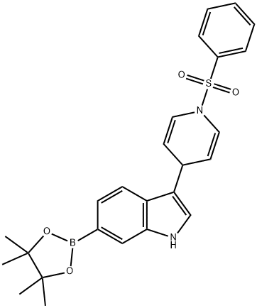 3-[1-(Benzenesulfonyl)-4H-pyridin-4-yl]-6-(tetramethyl-1,3,2-dioxaborolan-2-yl)-1H-indole 结构式