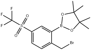 2-Bromomethyl-5-(trifluoromethanesulfonyl)phenylboronic acid pinacol ester,2377610-42-7,结构式