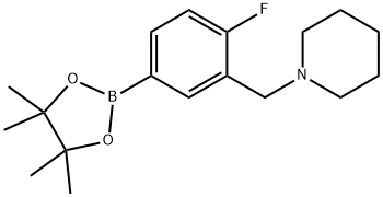 1-(2-氟-5-(4,4,5,5-四甲基-1,3,2-二氧硼杂环戊烷-2-基)苯基)哌啶 结构式