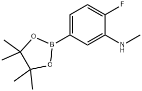 2-氟-N-甲基-5-(4,4,5,5-四甲基-1,3,2-二氧硼烷-2-基)苯胺 结构式