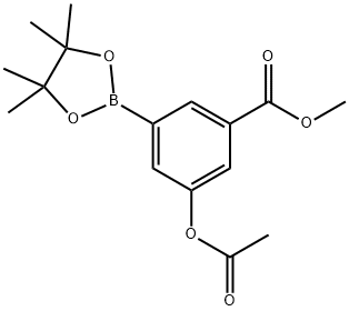 3-Acetoxy-5-(methoxycarbonyl)phenylboronic acid pinacol ester 化学構造式
