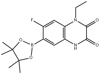 1-Ethyl-7-fluoro-6-(tetramethyl-1,3,2-dioxaborolan-2-yl)-4H-quinoxaline-2,3-dione 结构式