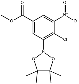 4-氯-3-硝基-5-(4,4,5,5-四甲基-1,3,2-二氧硼烷-2-基)苯甲酸甲酯 结构式
