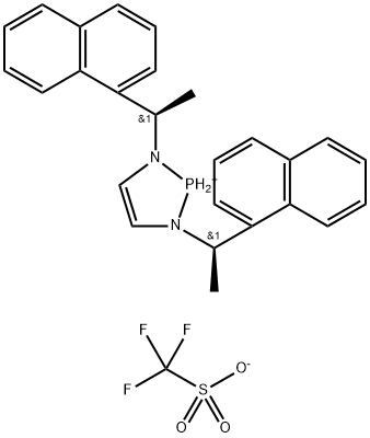 1,3-Bis[(1R)-1-(1-naphthalenyl)ethyl]-2,3-dihydro-1H-1,3,2-diazaphosphol-2-yl trifluoromethanesulfonate Struktur
