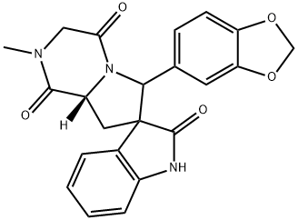 Spiro[3H-indole-3,7'(6'H)-pyrrolo[1,2-a]pyrazine]-1',2,4'(1H)-trione, 6'-(1,3-benzodioxol-5-yl)-2',3',8',8'a-tetrahydro-2'-methyl-, (8'aR)- Structure
