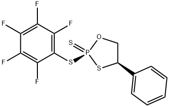 1,3,2-Oxathiaphospholane, 2-[(2,3,4,5,6-pentafluorophenyl)thio]-4-phenyl-, 2-sulfide, (2R,4R)- 结构式